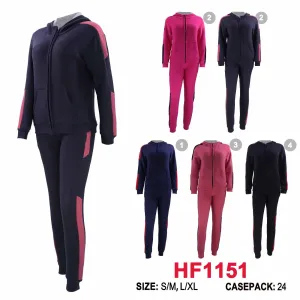 12 Sets Winter Lining Outfit Gym Legging Pants And Full Zip Jacket Top W/Hoodie Set HF1151