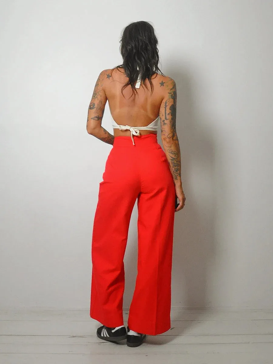 1970's Lipstick Red Flared Pants