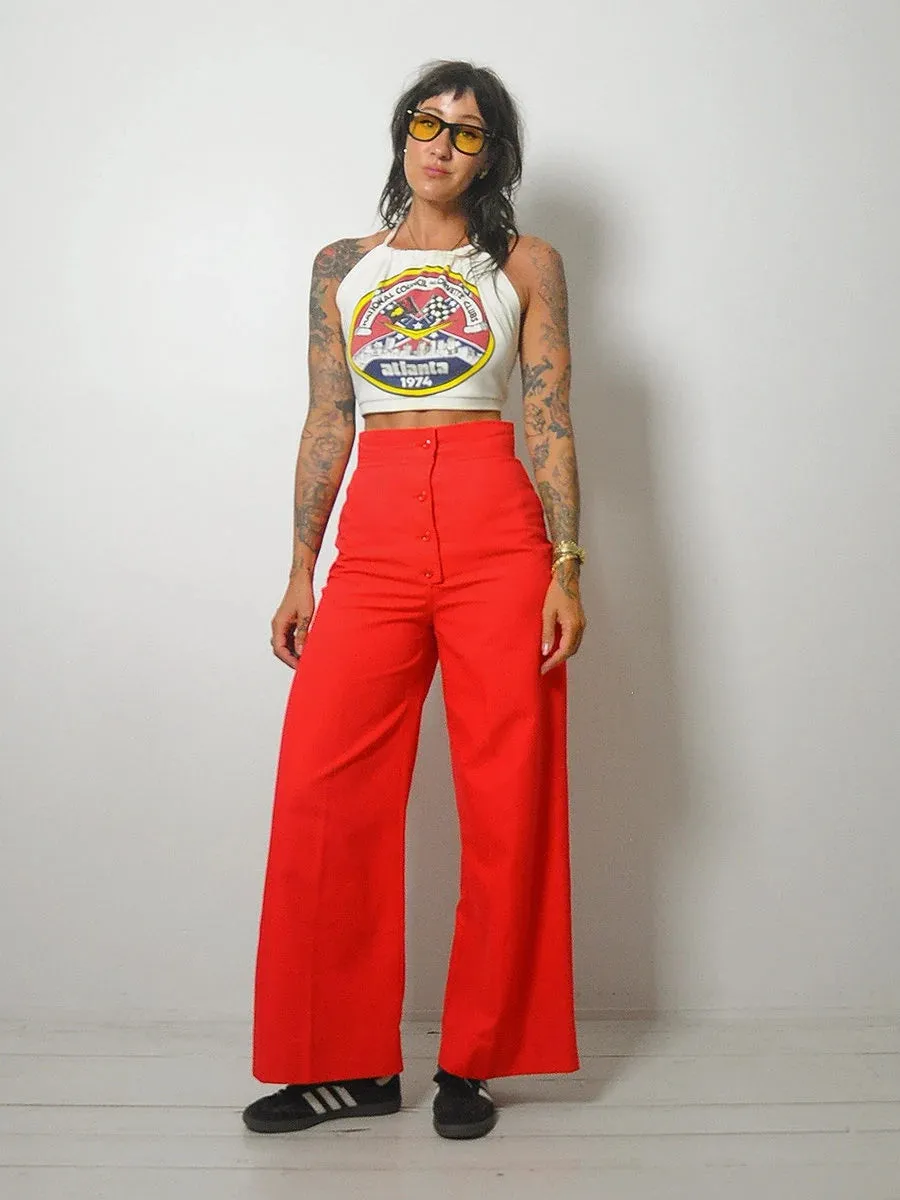 1970's Lipstick Red Flared Pants