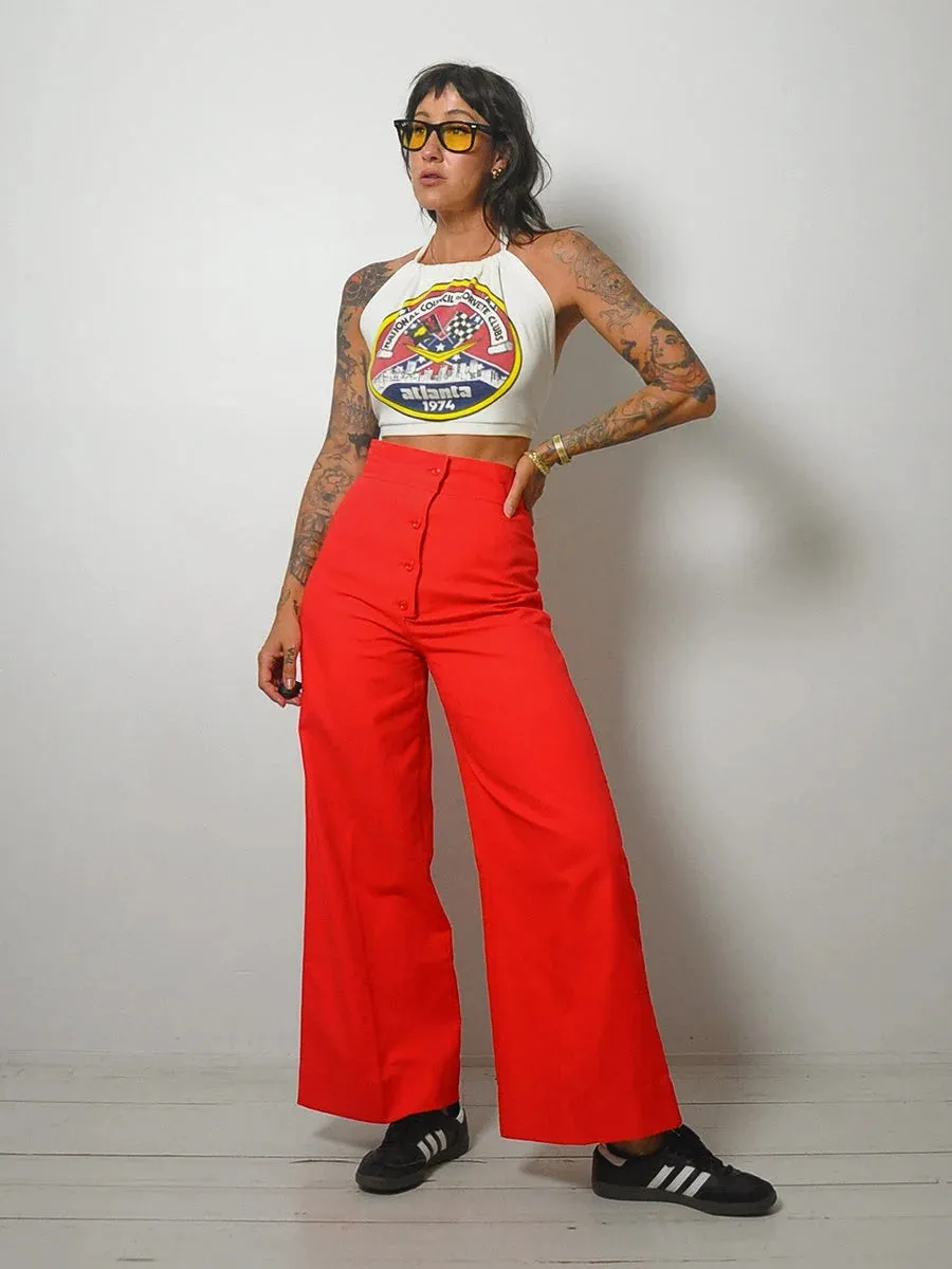 1970's Lipstick Red Flared Pants