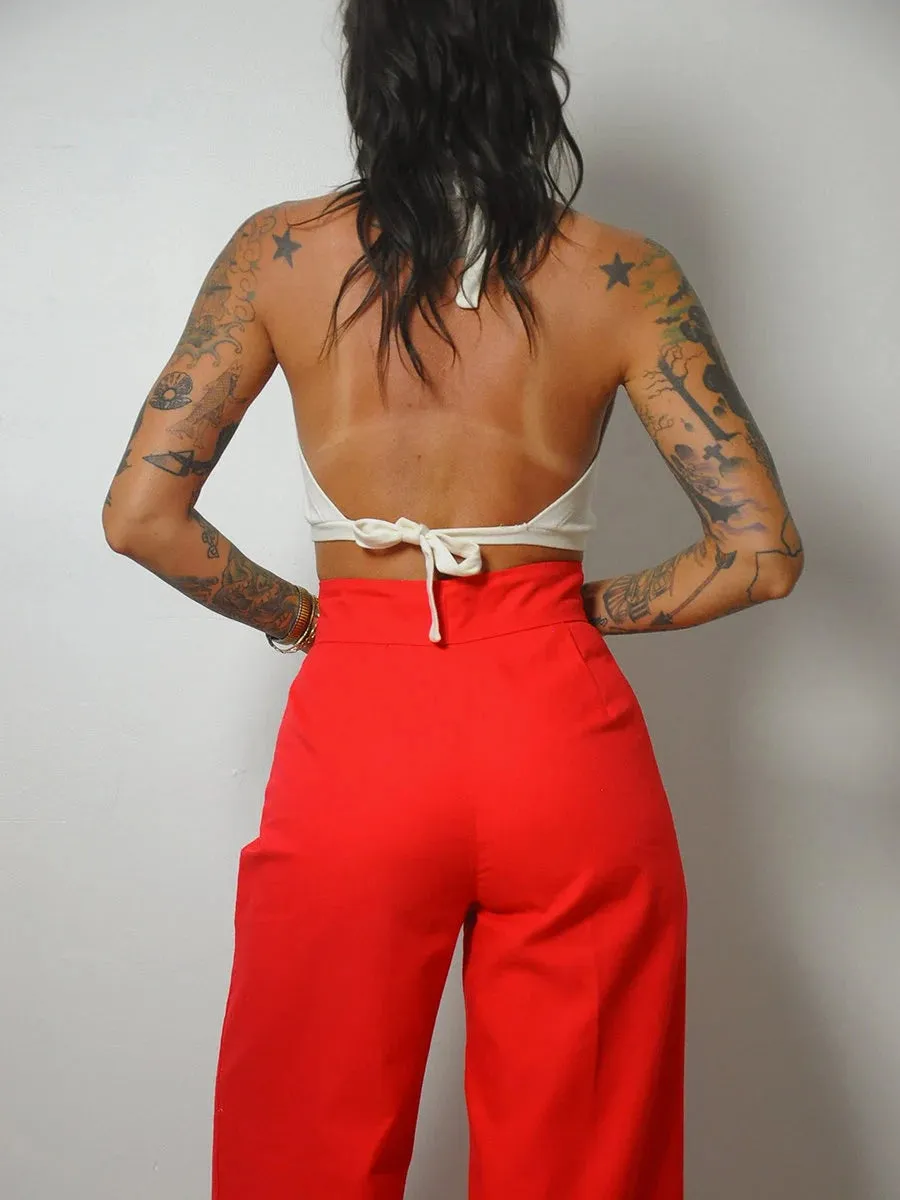 1970's Lipstick Red Flared Pants