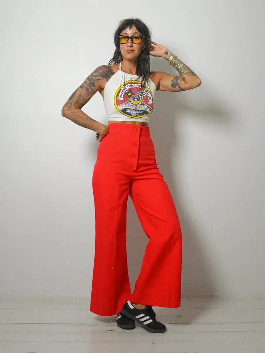 1970's Lipstick Red Flared Pants