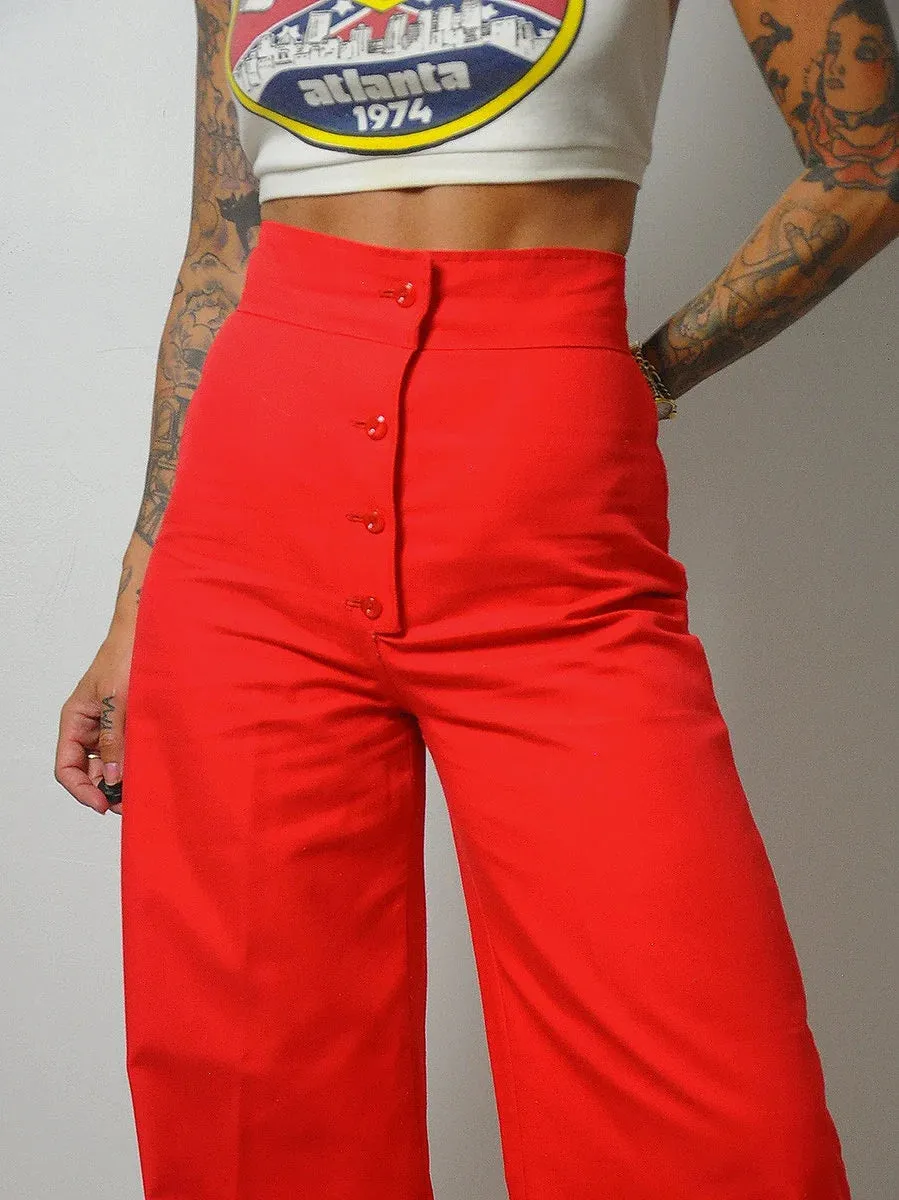 1970's Lipstick Red Flared Pants