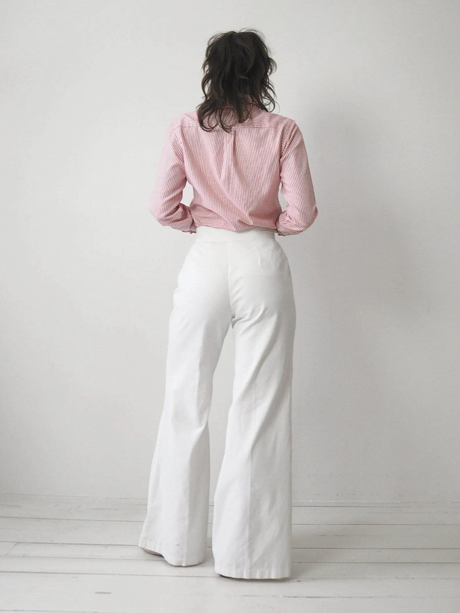 1970's White Wide Leg Pants 26x32