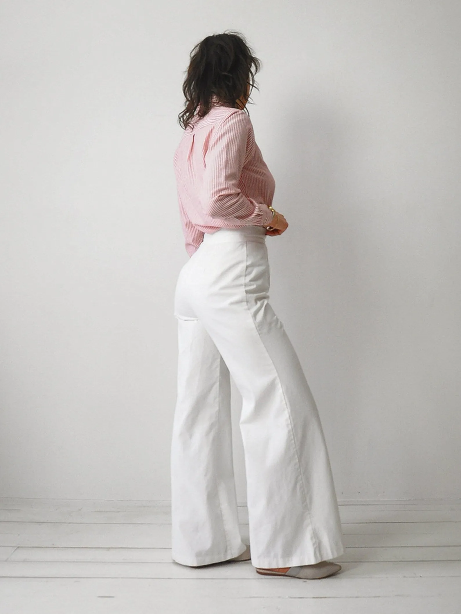 1970's White Wide Leg Pants 26x32