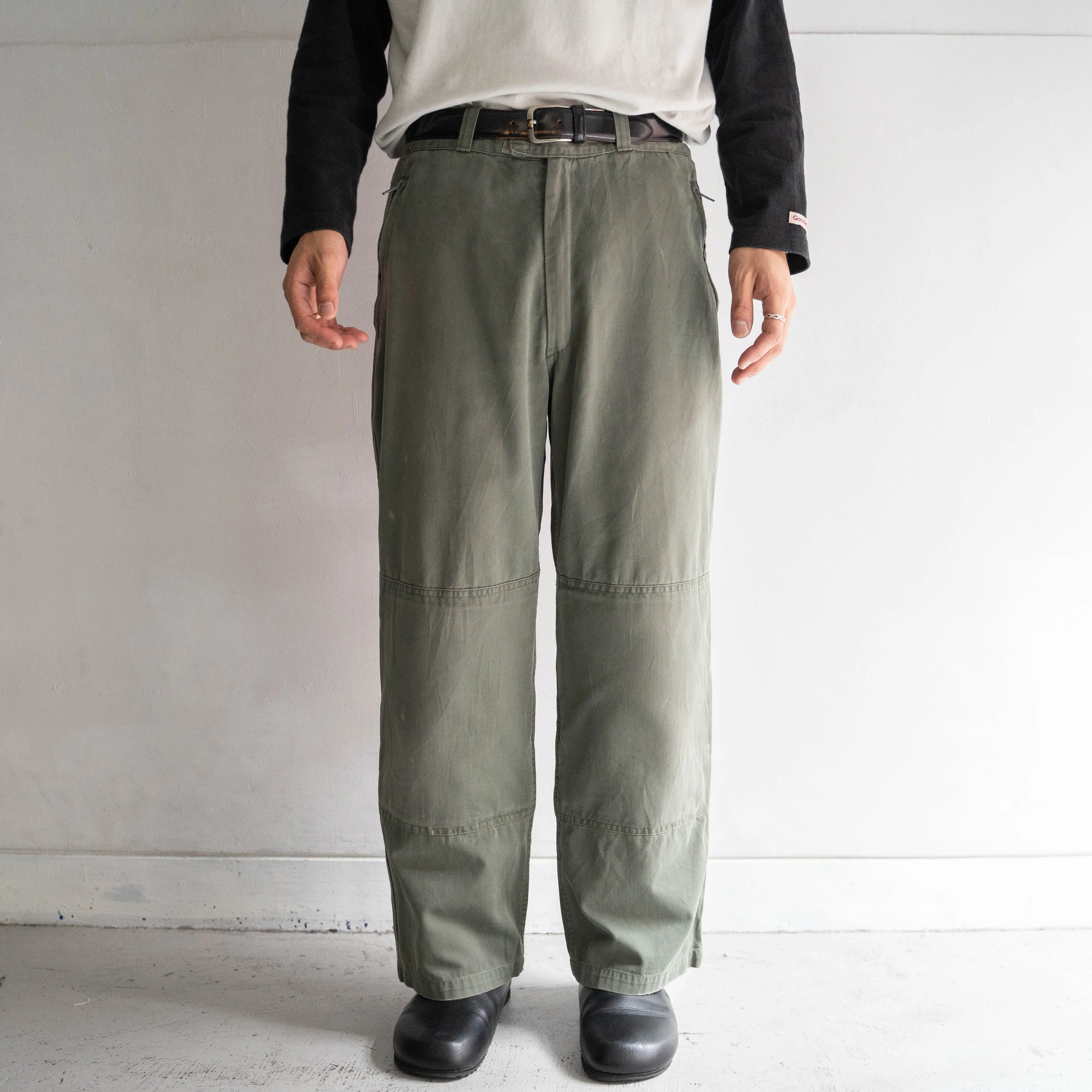 1980-90s French military mechanic pants -HBT fabric-