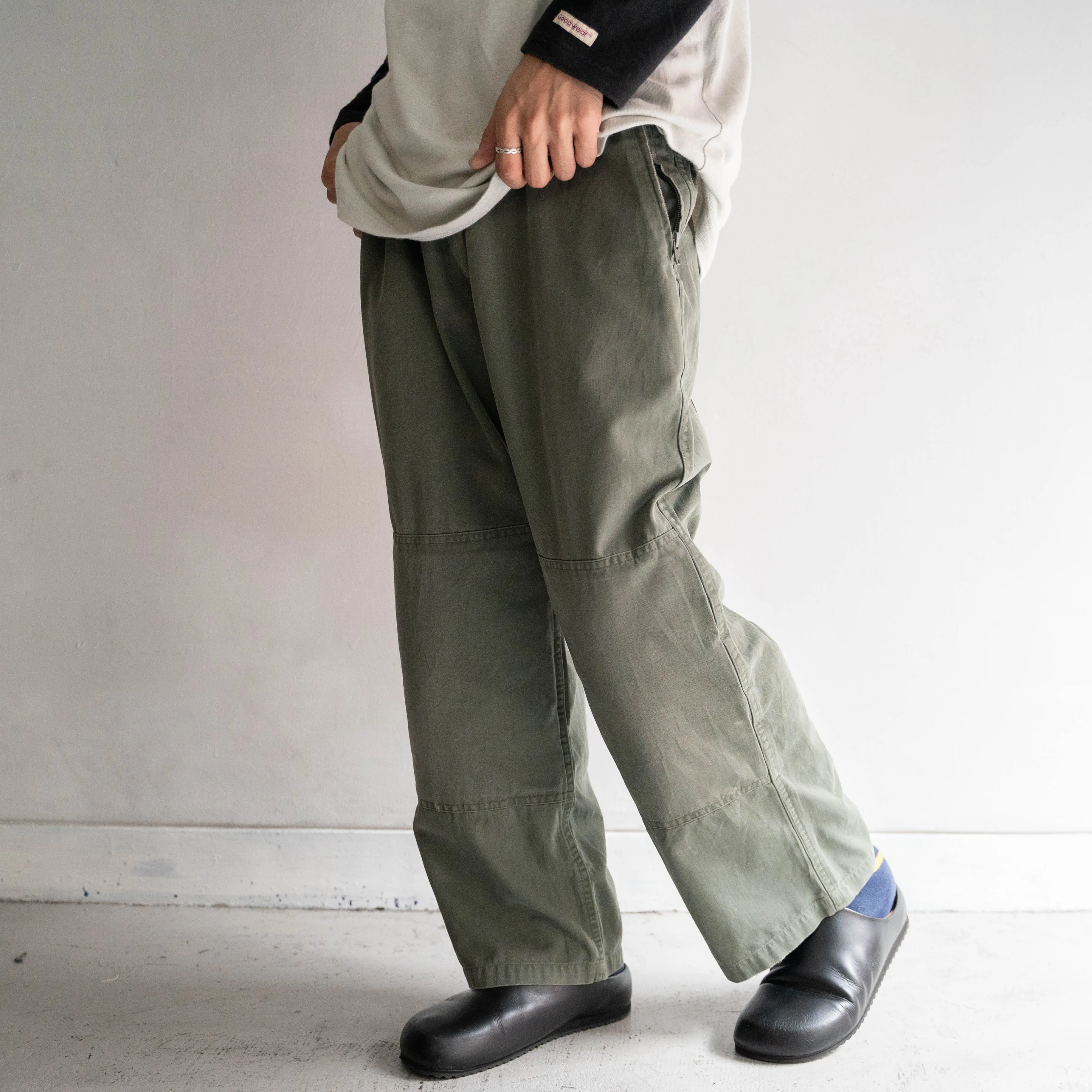 1980-90s French military mechanic pants -HBT fabric-