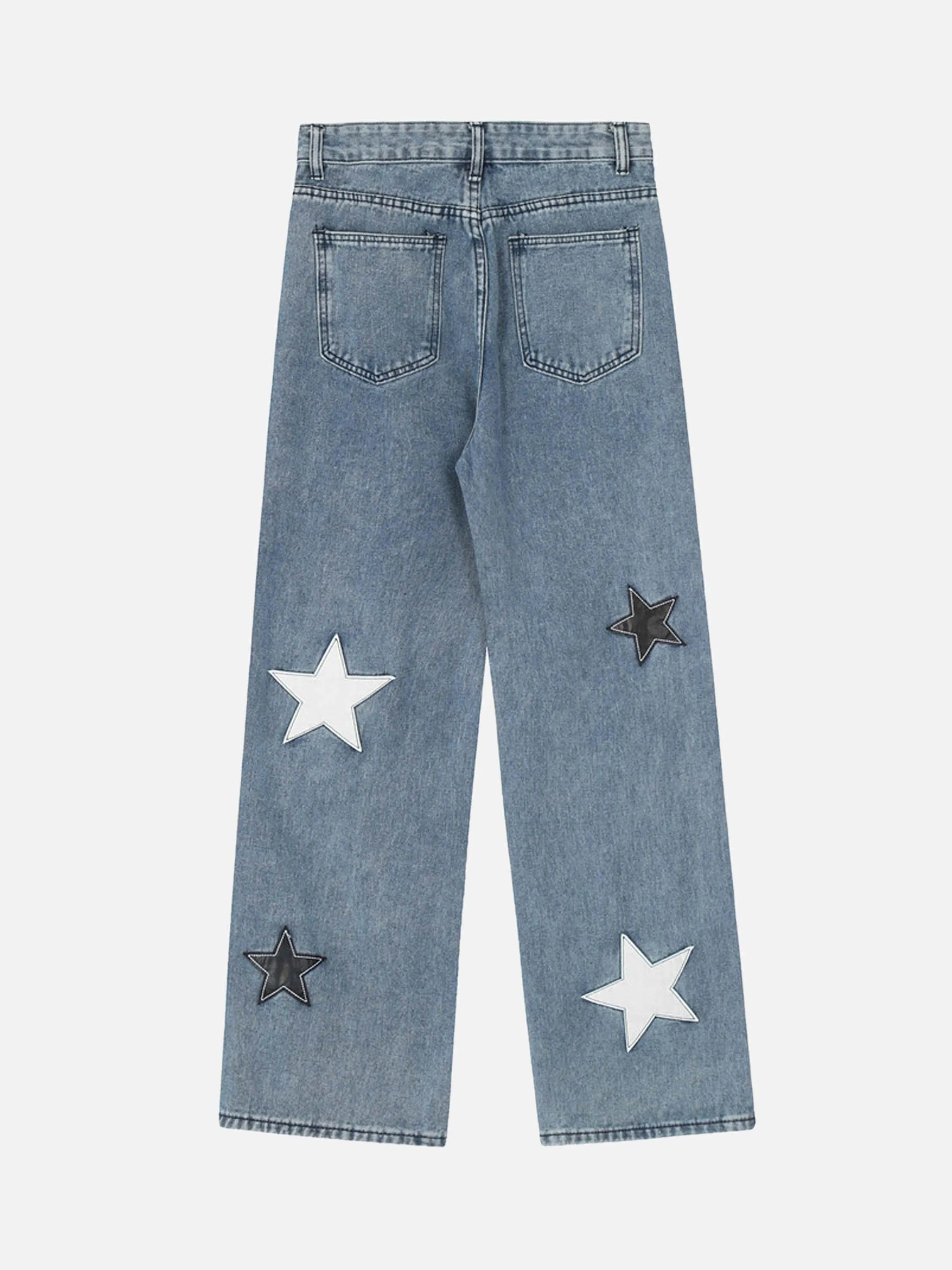 1984 American Vintage Five-pointed Star Patch Embroidered Jeans Loose Straight-legged Pants -1439