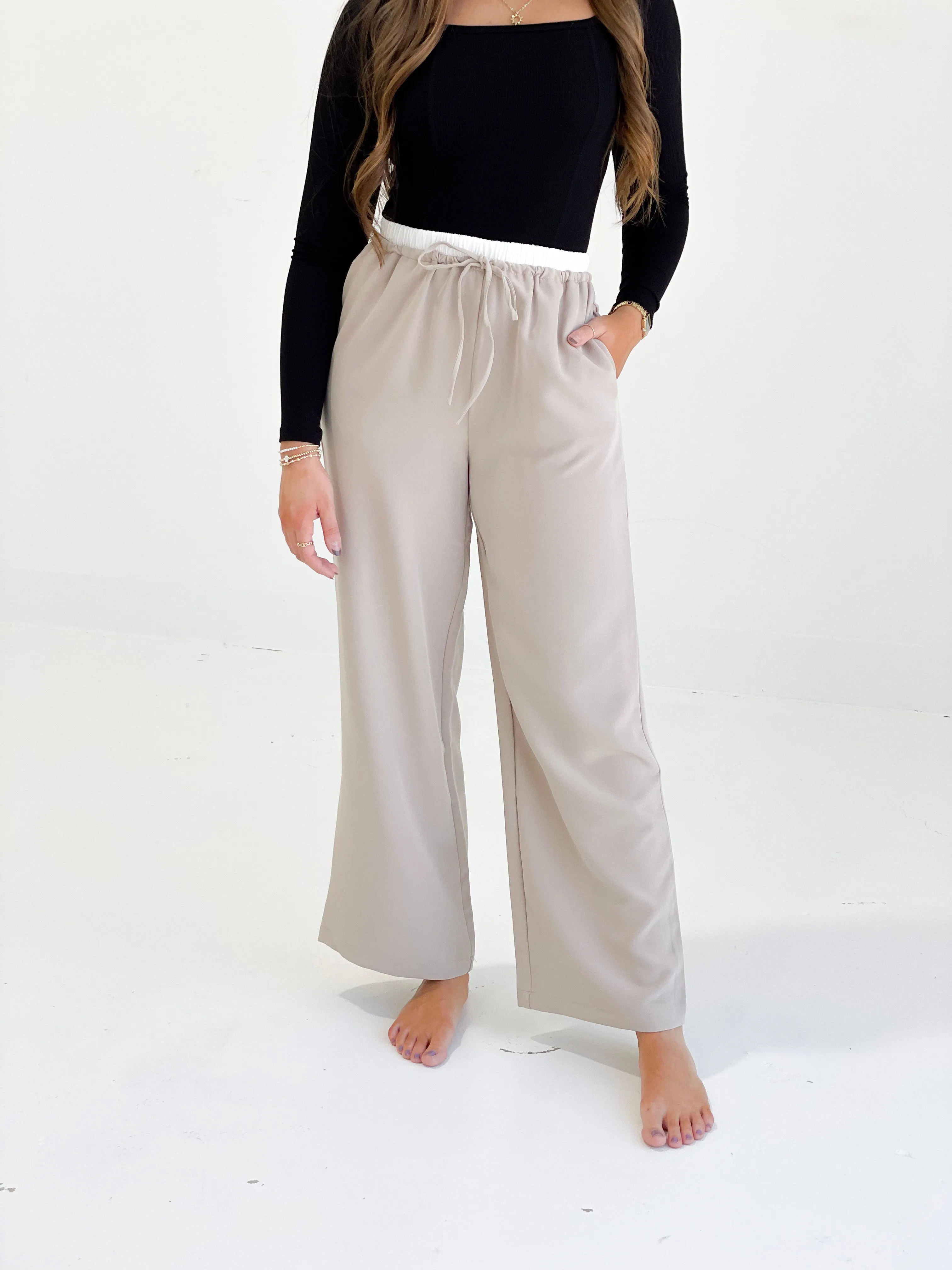 Ali Boxer Straight Pants - Light Taupe