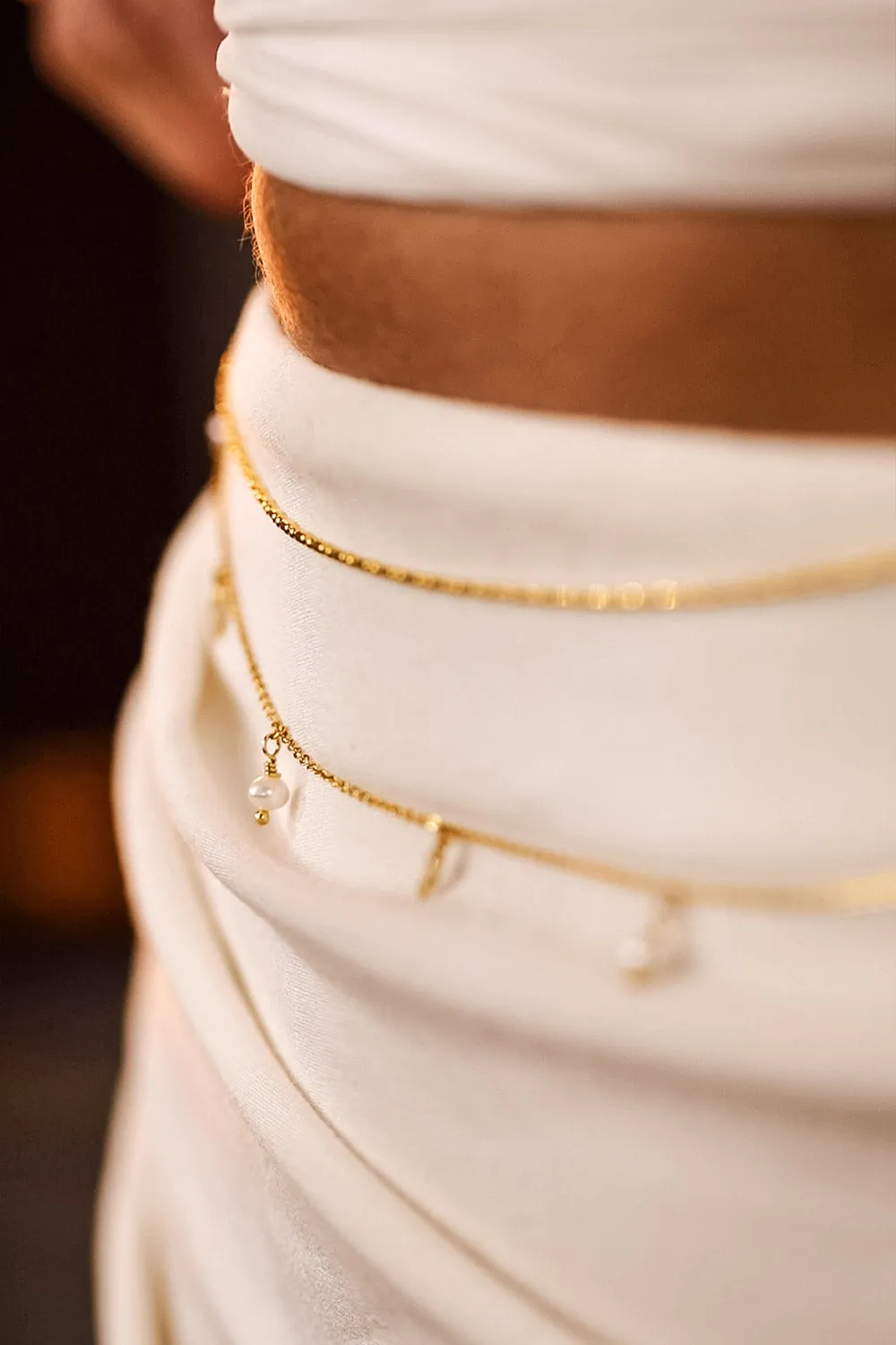 Allure Pearl Belly Chain Gold