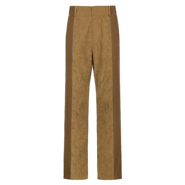 Amy Fashion - Elastic High Waist Corduroy Pants