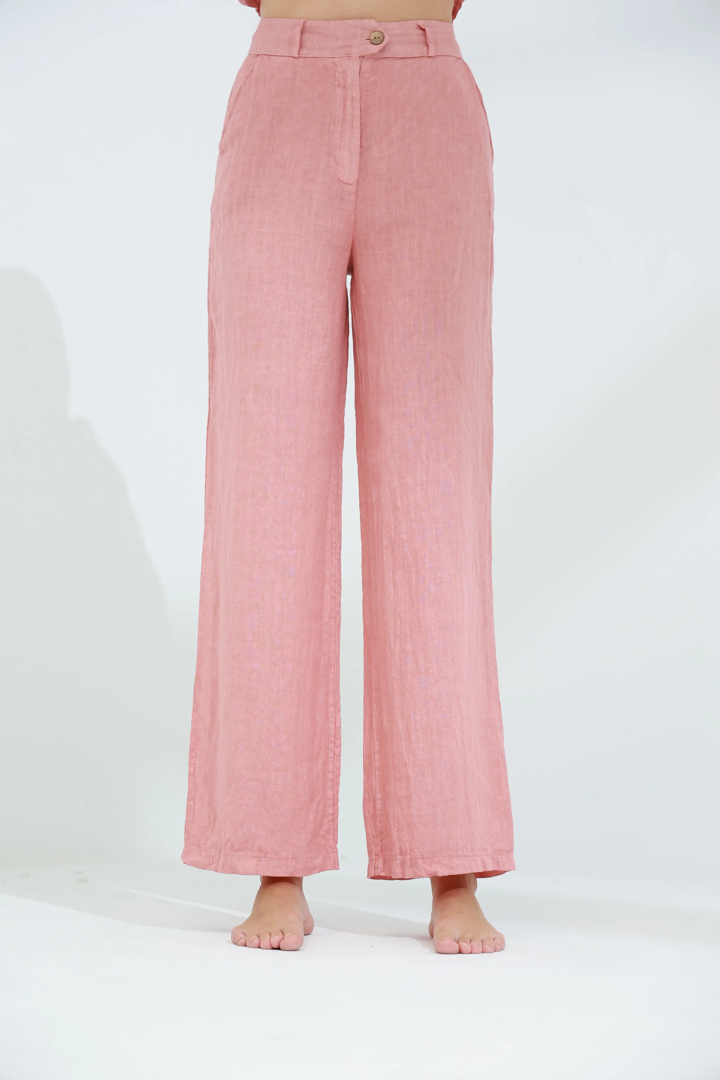 Armonia Straight Leg Linen Pants Caramel