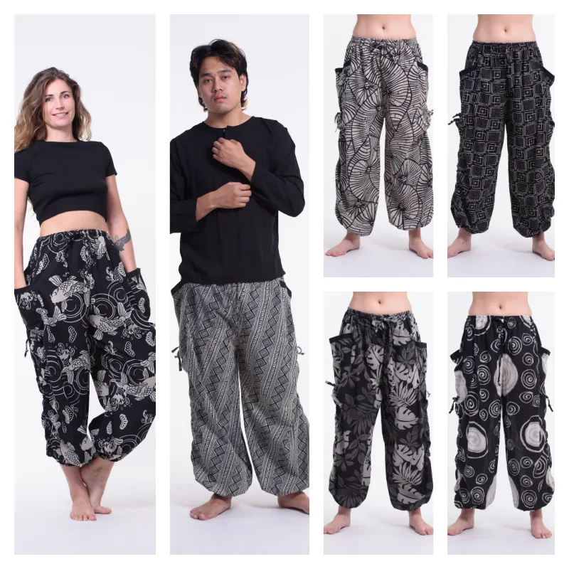 Assorted set of 5 Unisex Printed Cotton Drawstring Pants