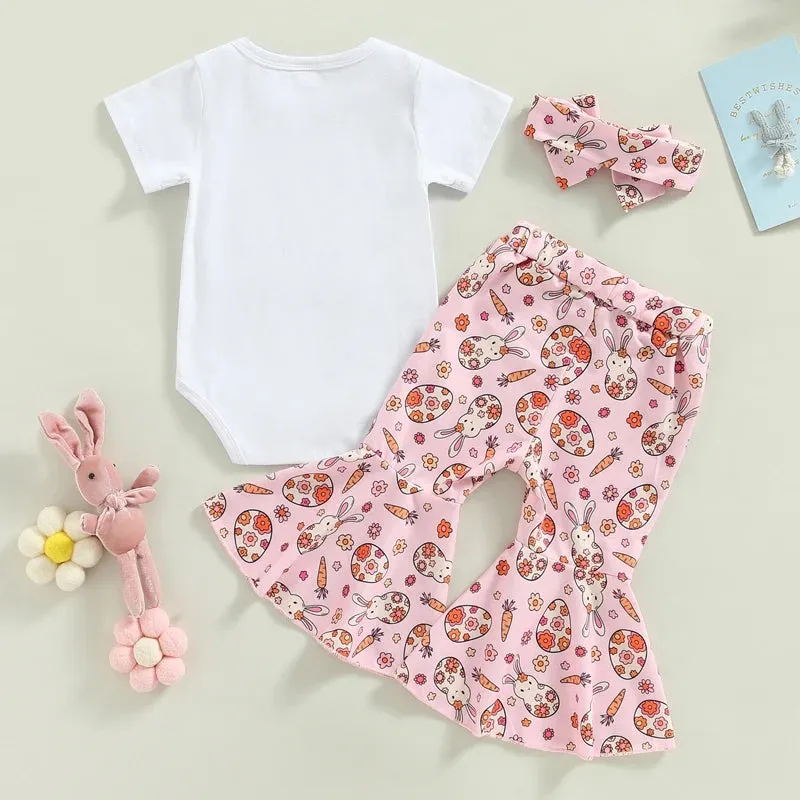 Baby Bunny Romper with Bellbottoms and Headband Pink #1001195