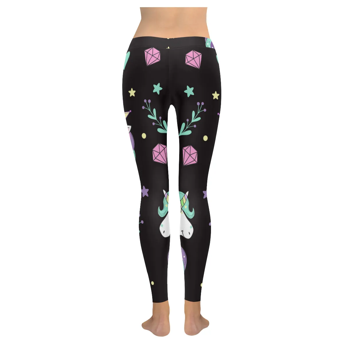 Beautiful unicorns and diamonds Women's Low Rise Leggings (Invisible Stitch)