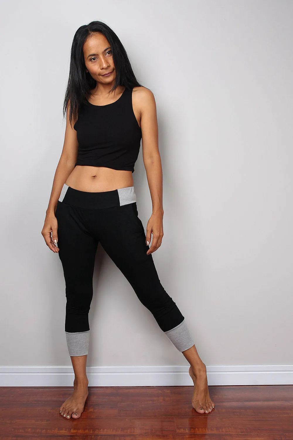 Black and grey yoga pants