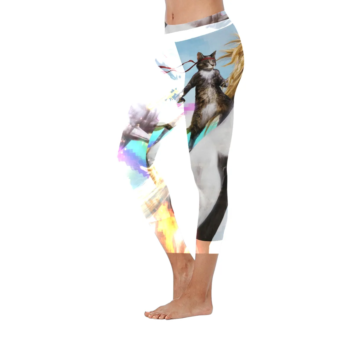 Cat Unicorn Honey Women's Low Rise Capri Leggings (Invisible Stitch)