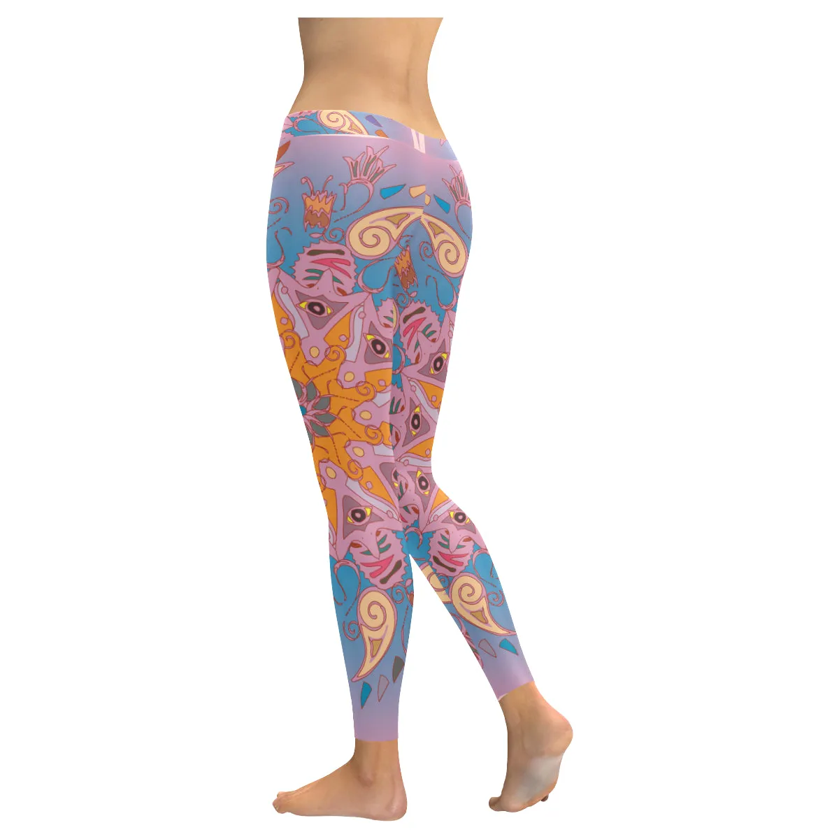 Colorful antistress mandala Women's Low Rise Leggings (Invisible Stitch)