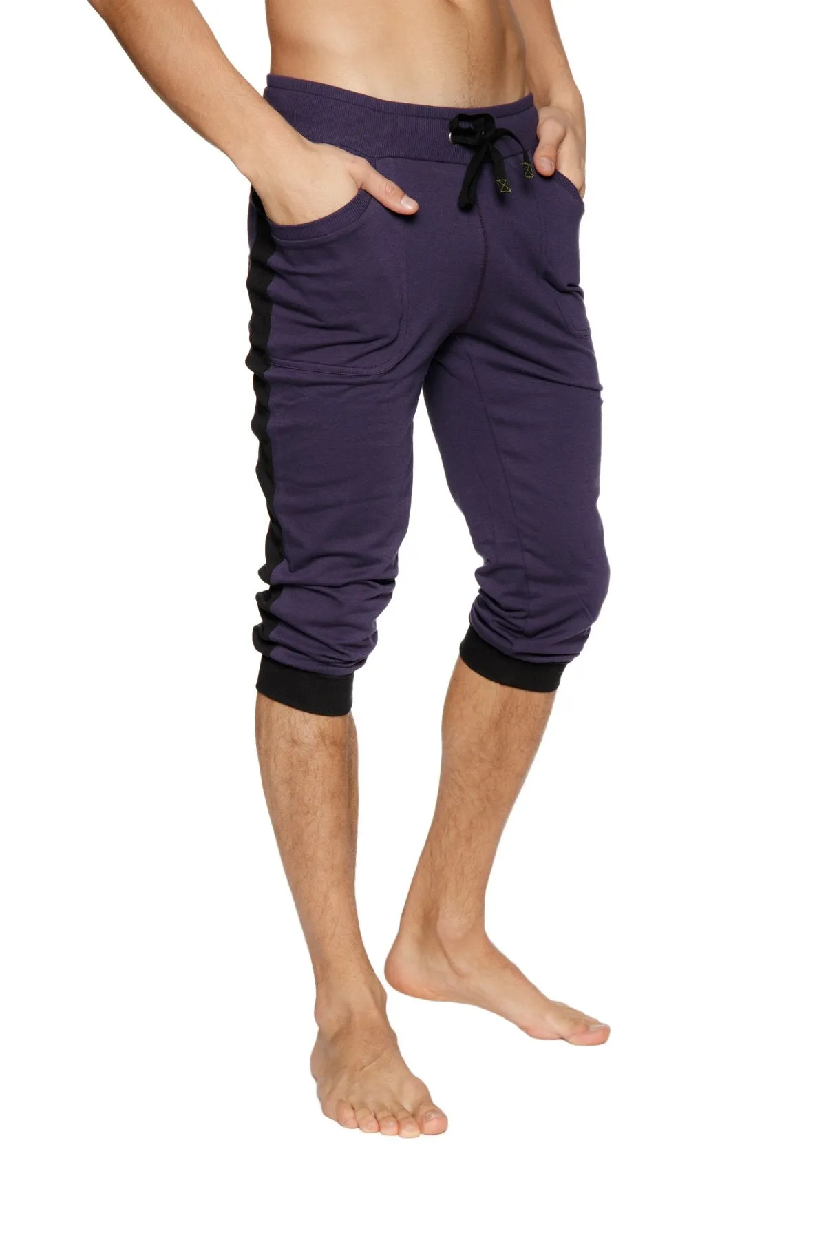 Cuffed Yoga Pants (Eggplant w/Black)