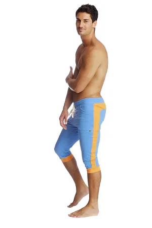 Cuffed Yoga Pants (ICE Blue w/Orange)