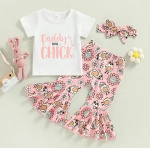 Daddy's Little Chick Top with Bellbottoms and Headband #1001079