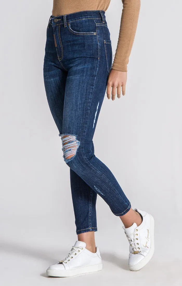 Dark Blue Core Ripped Jeans