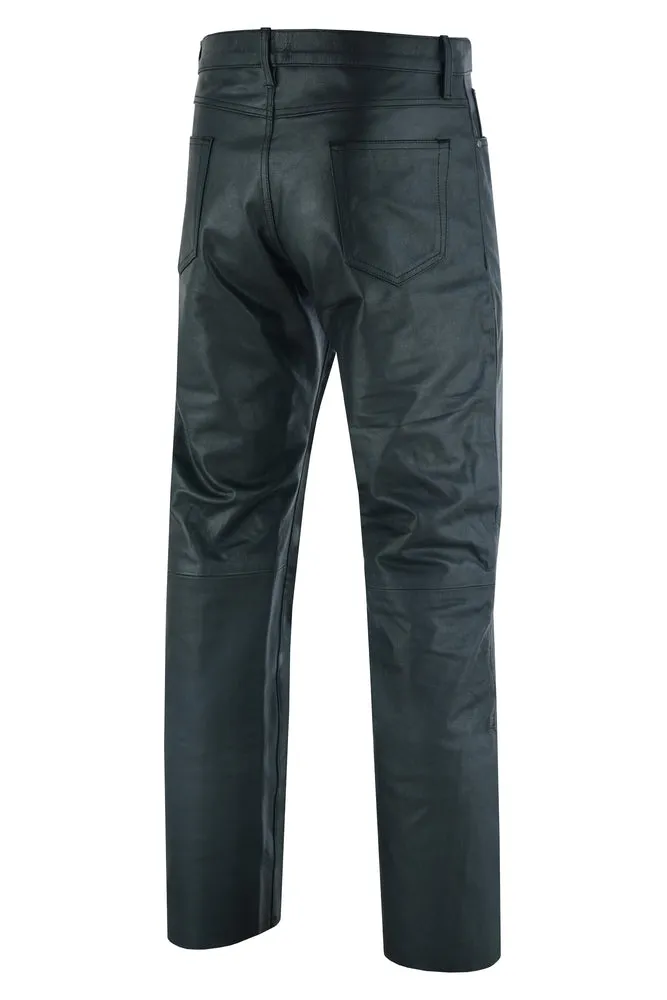 DS452 Women's Classic 5 Pocket Black Casual Motorcycle Leather Pants