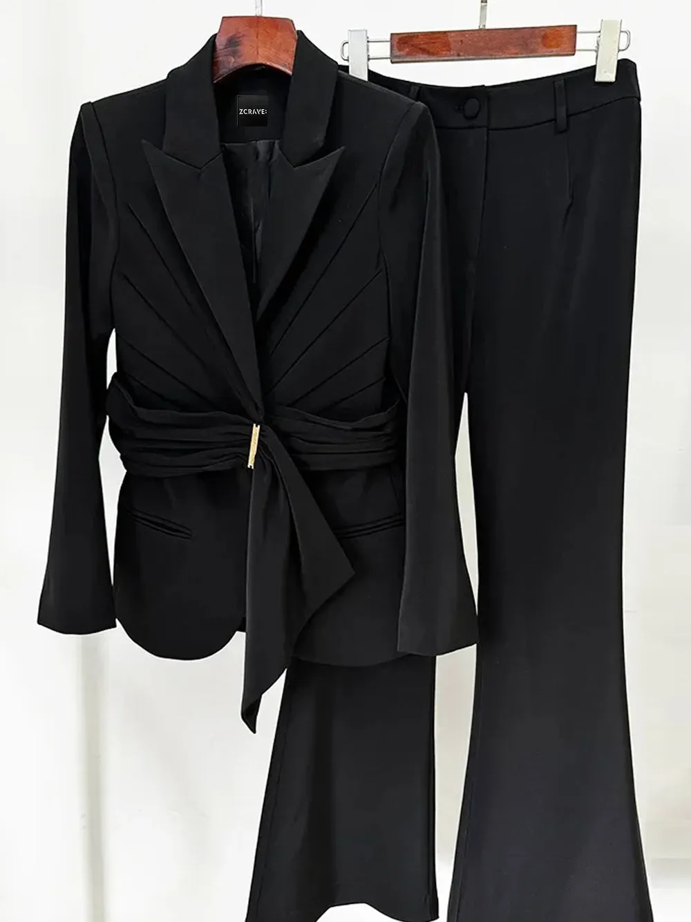 ENITTA Belted Blazer & Pants Set in Black