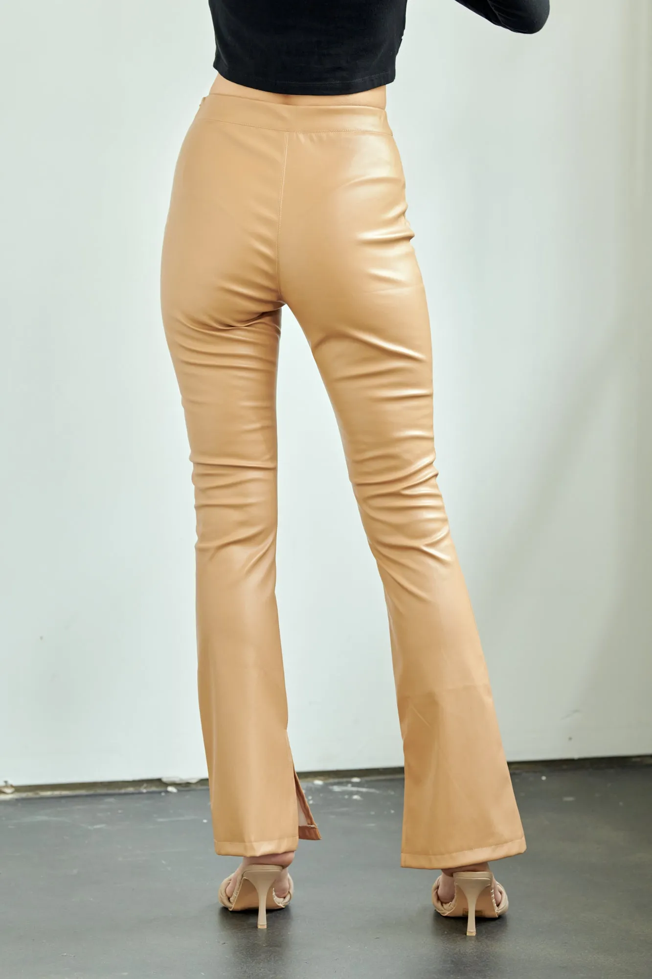 Faux Leather Pant with Side Slid Cut