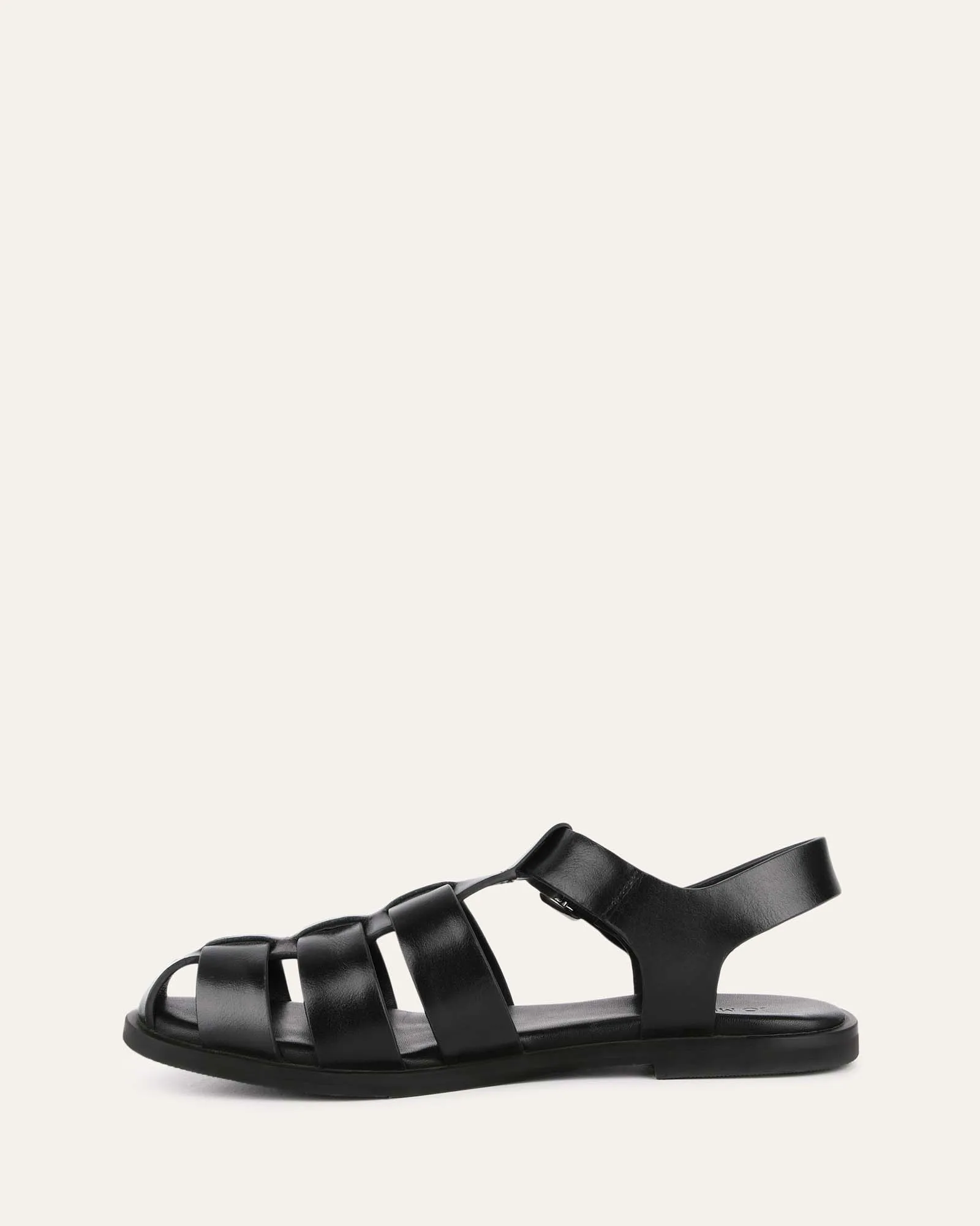 FINN FLAT SANDALS BLACK LEATHER