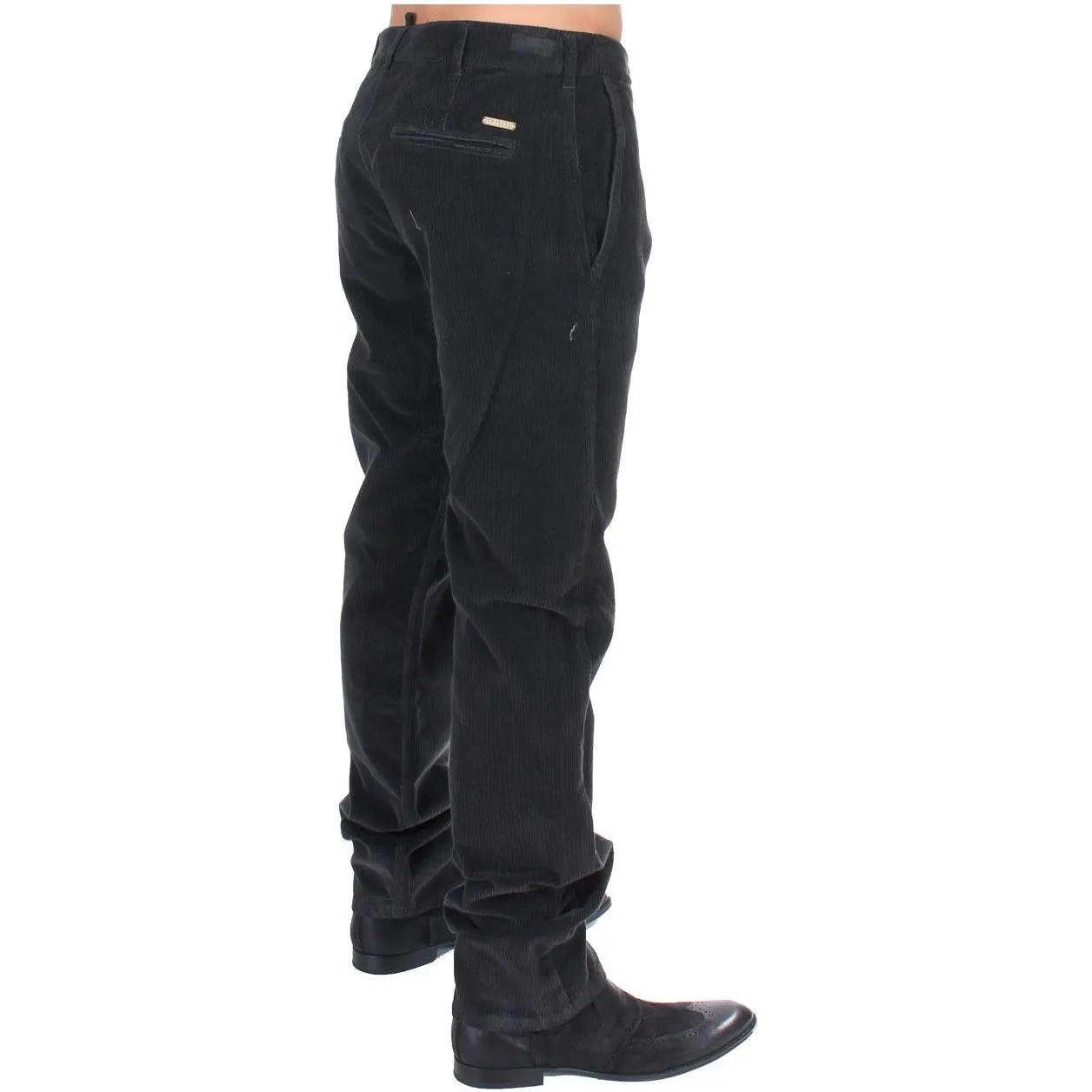 GF Ferre Elegant Black Cotton Corduroy Pants