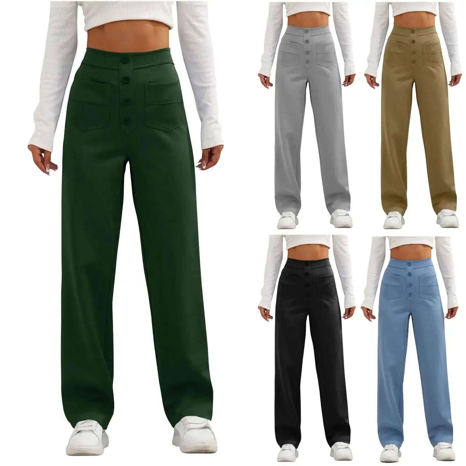 High- Waisted Casual Pants