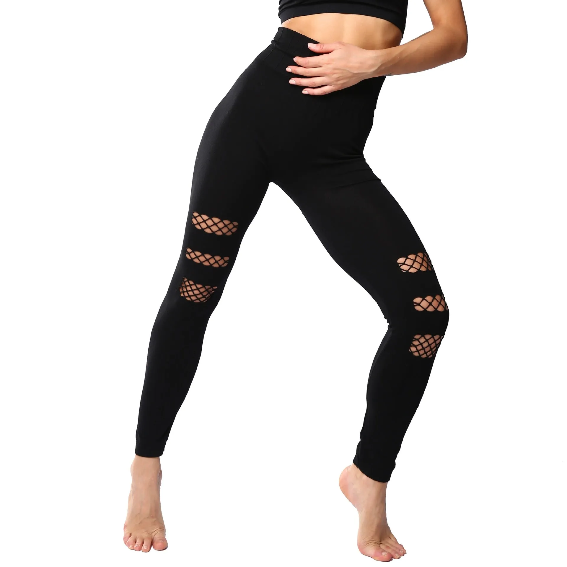 Hollow Hip-Lifting Knitted Tights Yoga Leggings