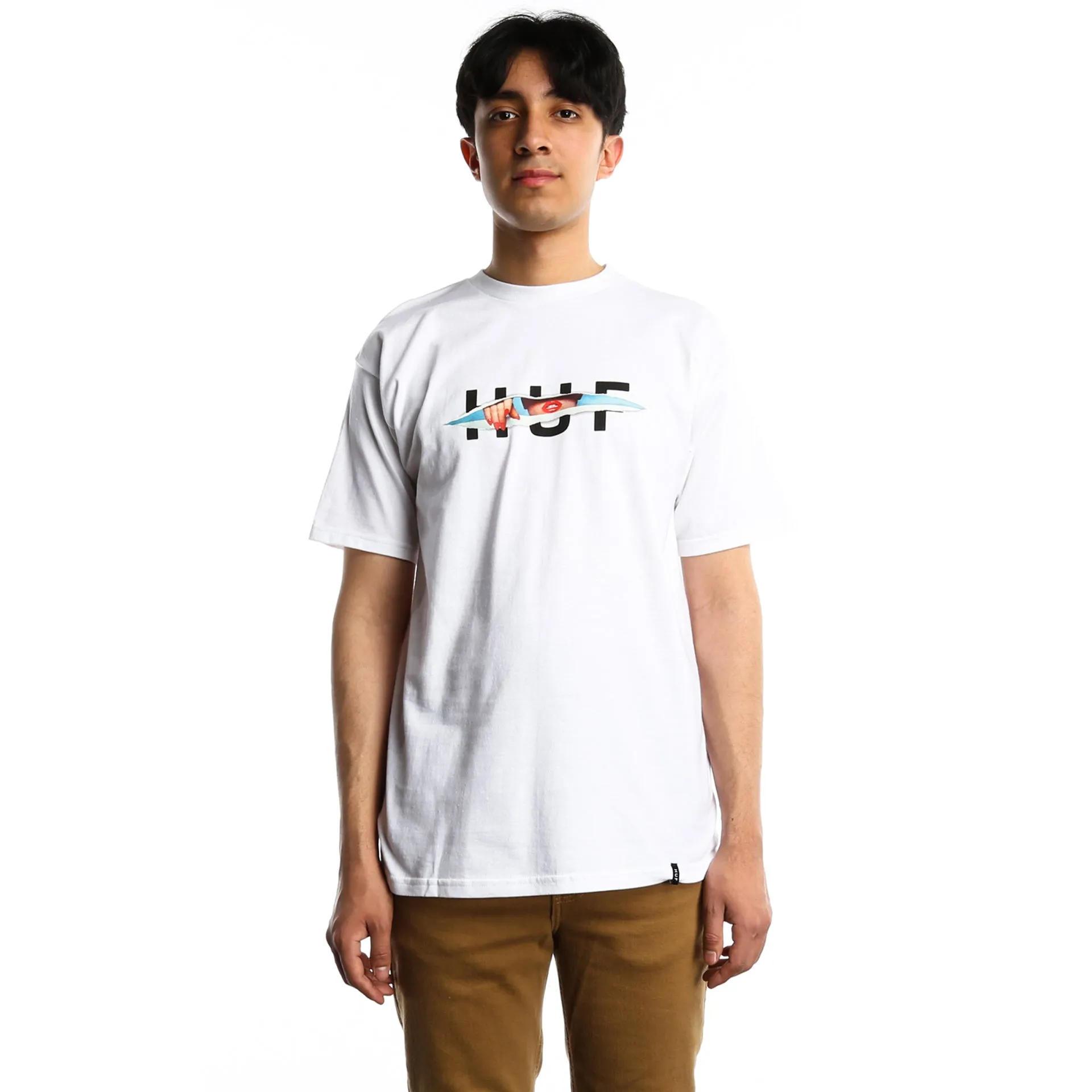 HUF OG Logo Ripped Tee - White