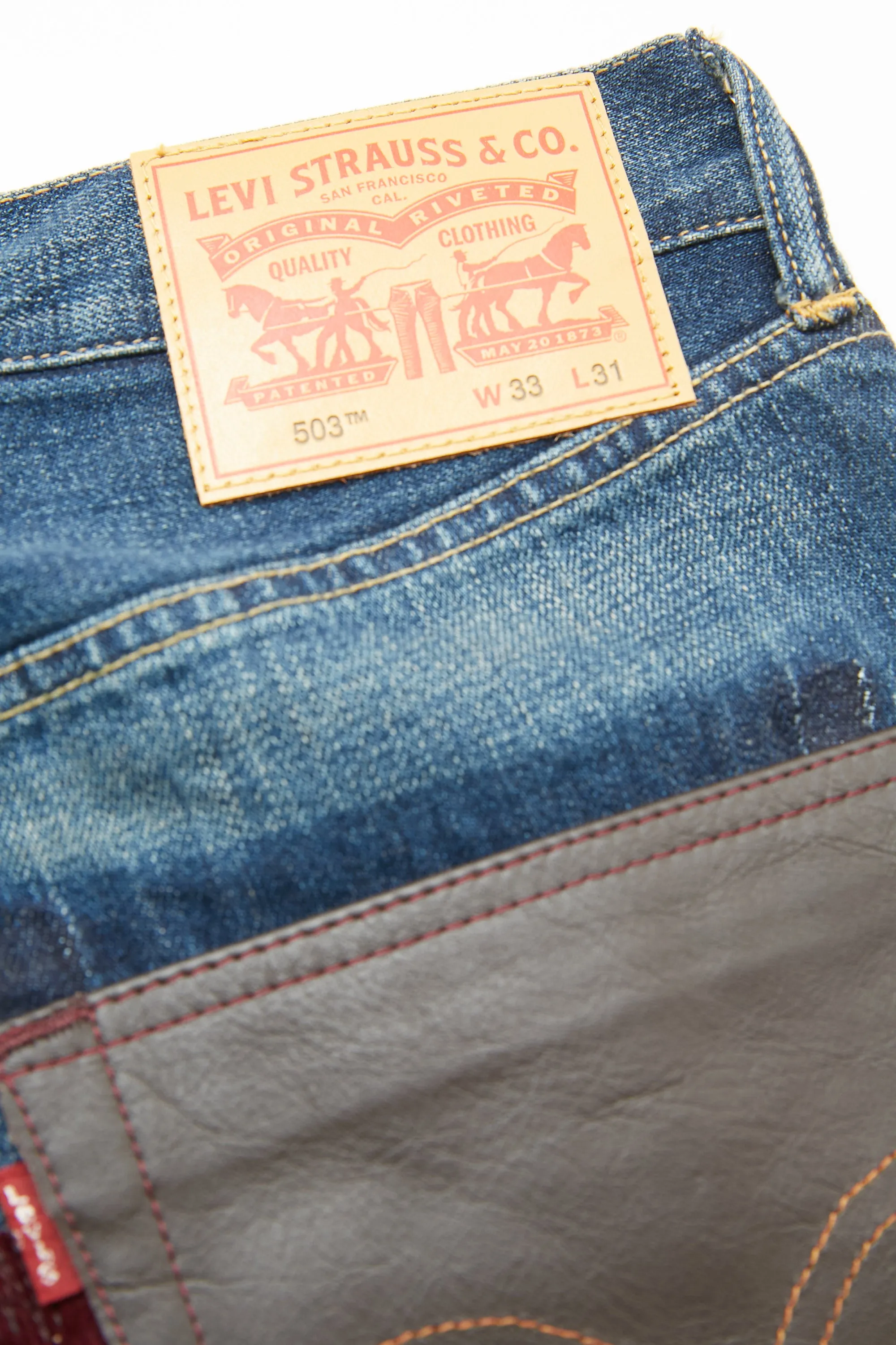 JUNYA WATANABE MAN cotton denim x multi fabrics mix Levi's, PENDLETON triple Pants - Indigo X MIX