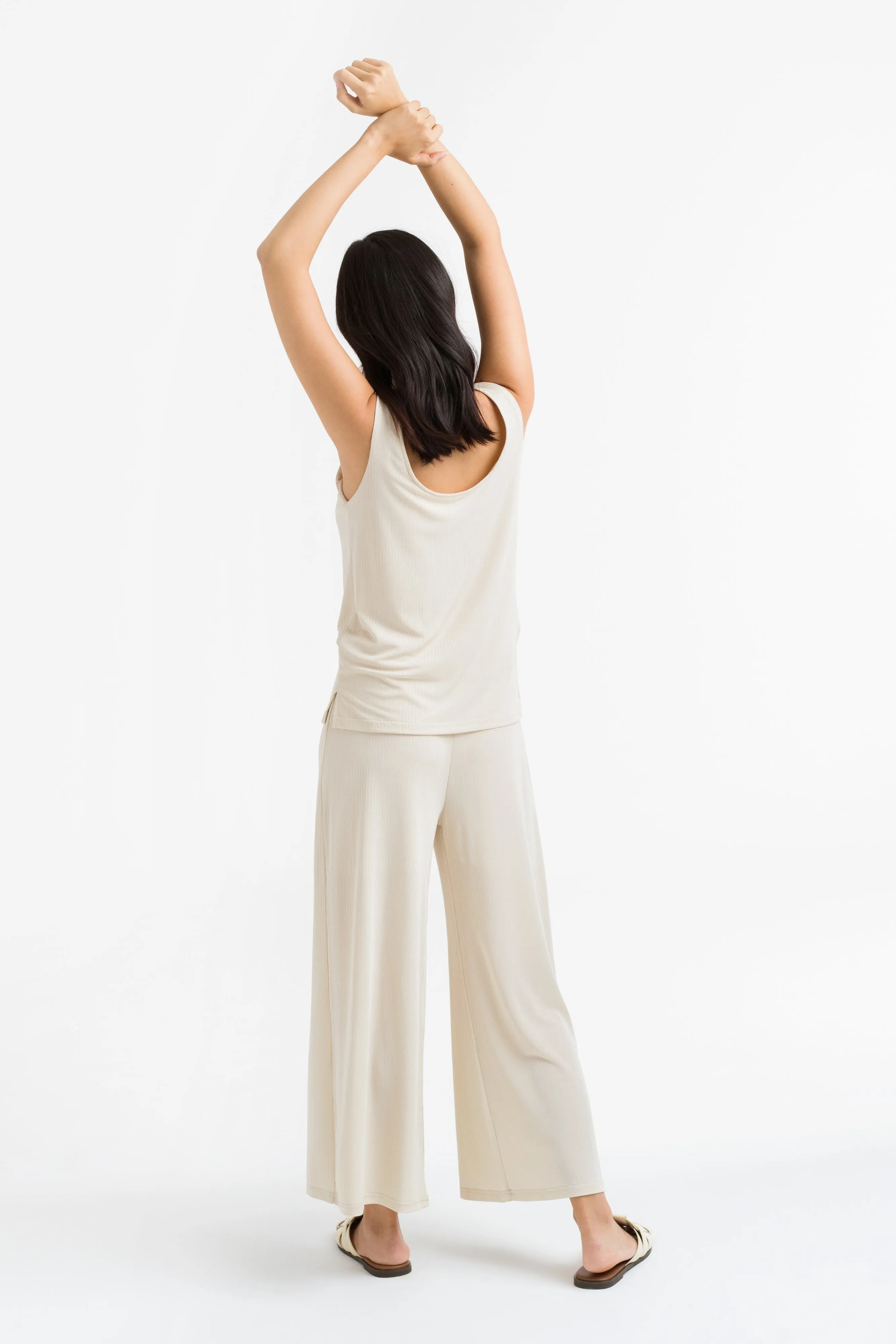 Kara Flared Leg Pants in Beige