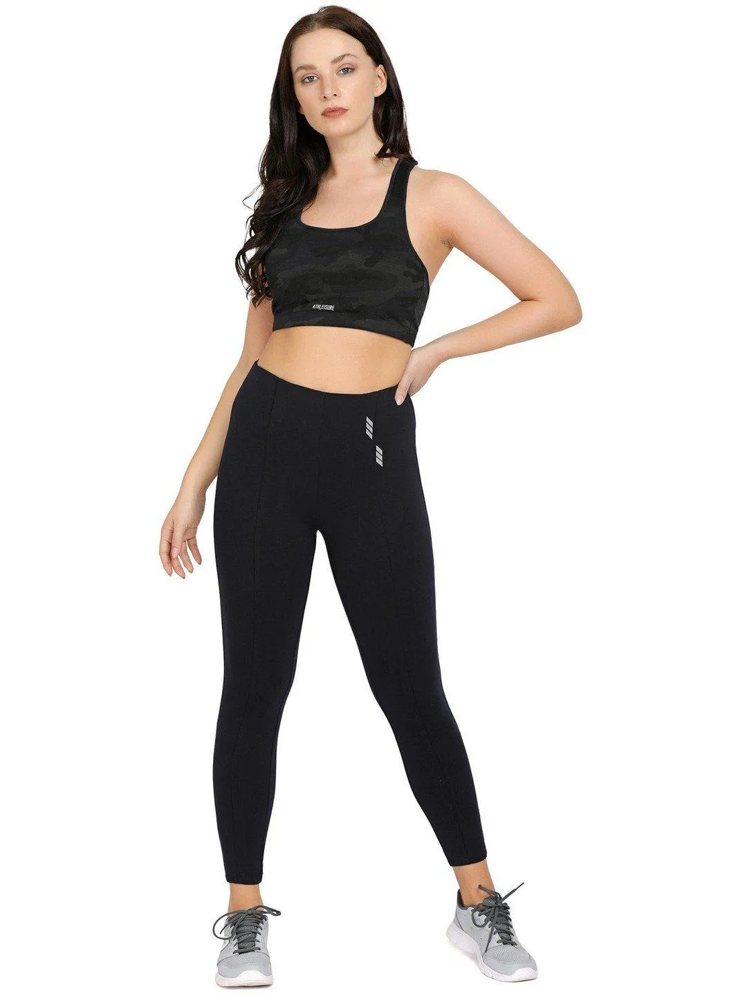 Lovable Black Cotton Ankle Length Tights Yoga Pants