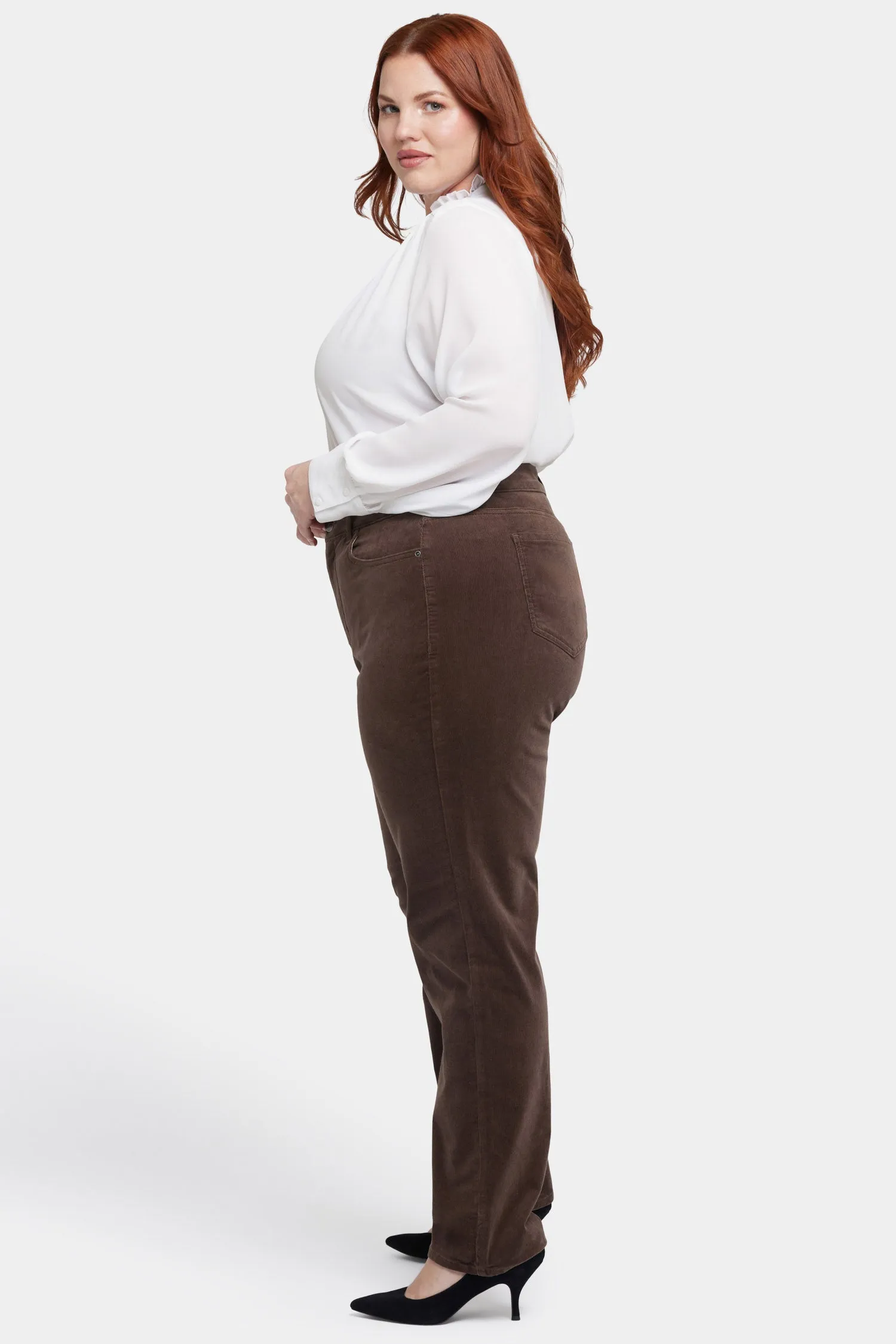 Marilyn Straight Pants In Plus Size - Coffee Bean