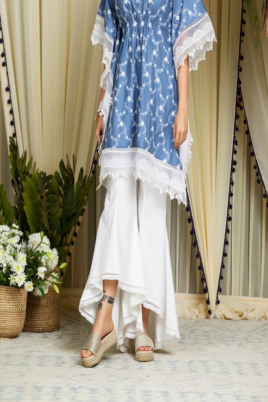 Mulmul Cotton Fiore Kurta With New Bellbottoms