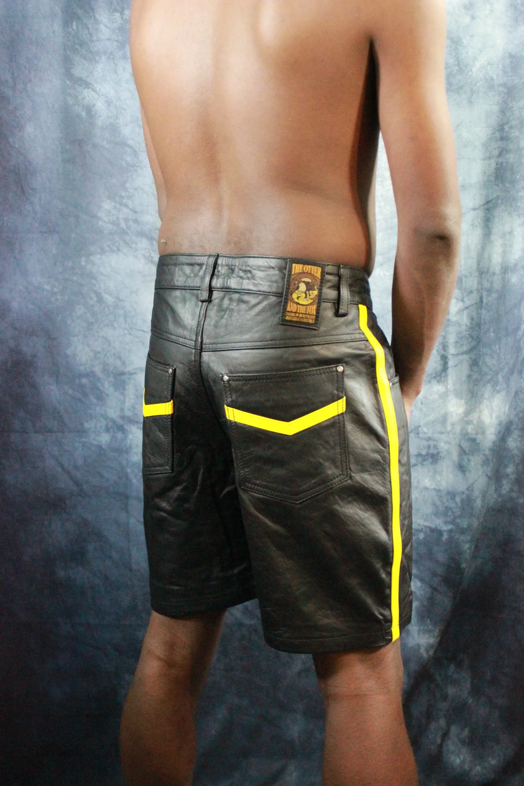 OnF "Chevron" Shorts in Black and Yellow