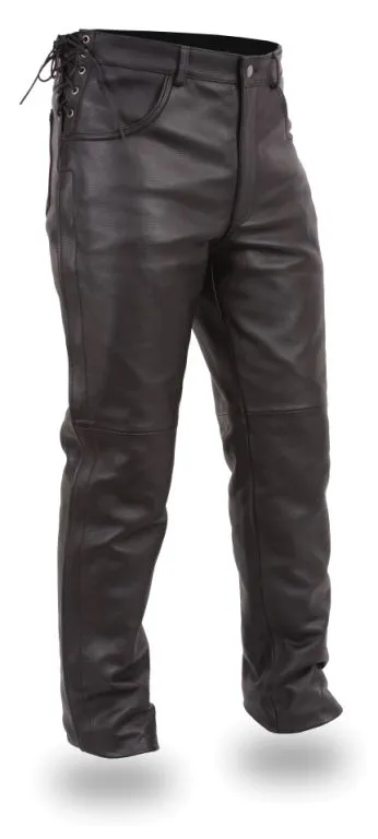 Over Pant FIM807CFD | Baron - Men's Motorcycle Black Leather Over Pants