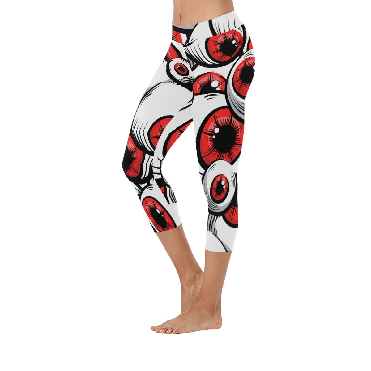 Red Eyes Women's Low Rise Capri Leggings (Invisible Stitch)