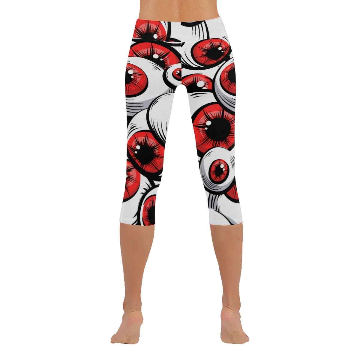 Red Eyes Women's Low Rise Capri Leggings (Invisible Stitch)