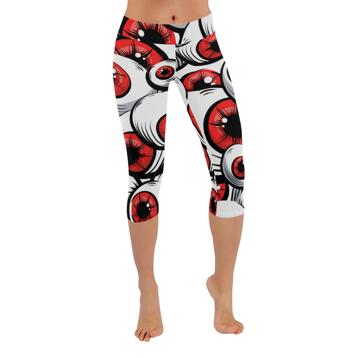 Red Eyes Women's Low Rise Capri Leggings (Invisible Stitch)