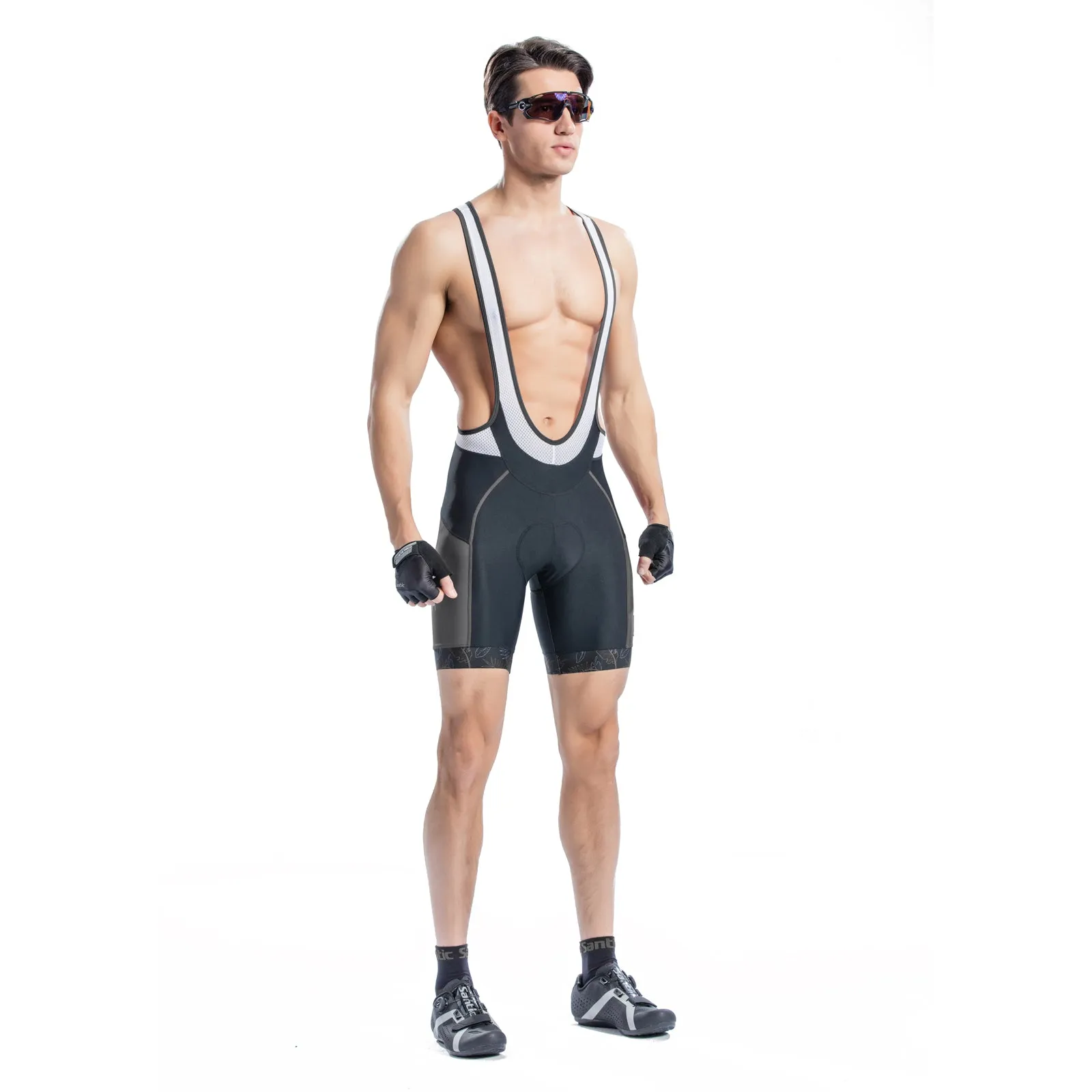 Santic Arok Grey Men Padded Cycling Bib Shorts