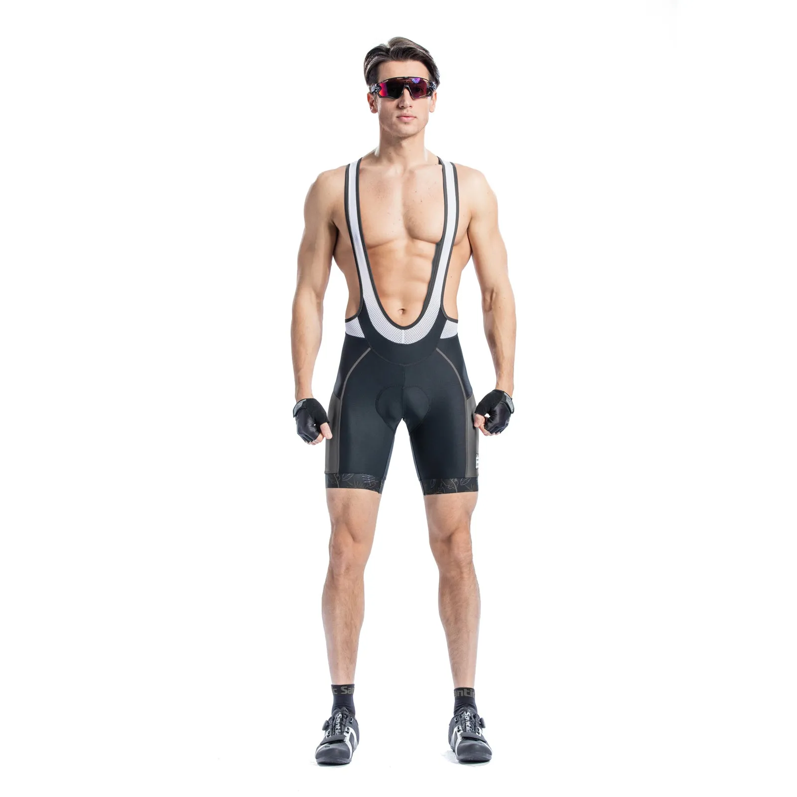 Santic Arok Grey Men Padded Cycling Bib Shorts