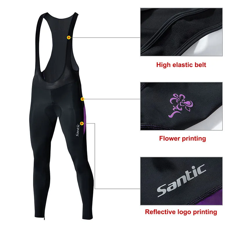 Santic Cloud Funny Purple Women Padded Cycling Bib Pants