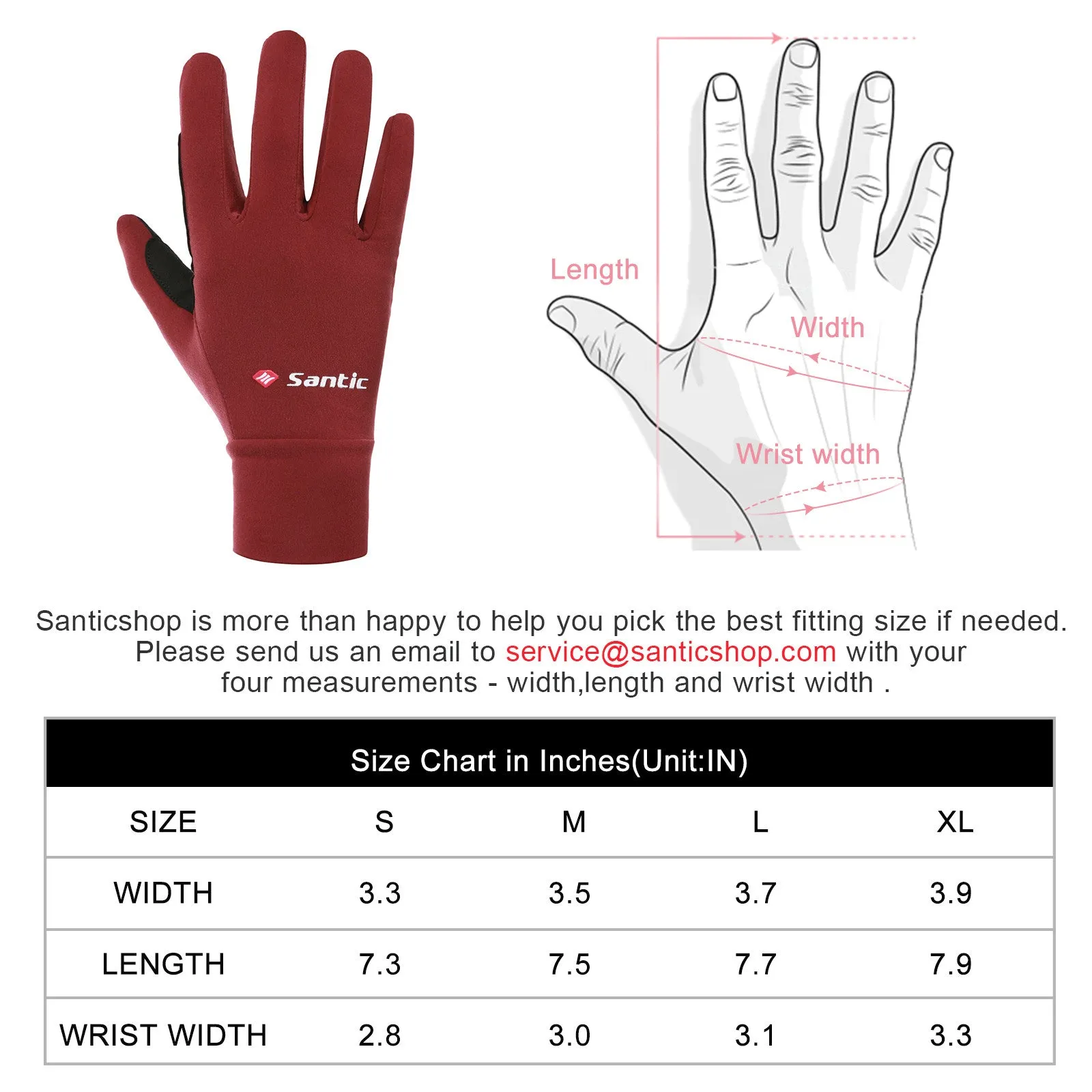 Santic Dorin Red Men Women Cycling Gloves