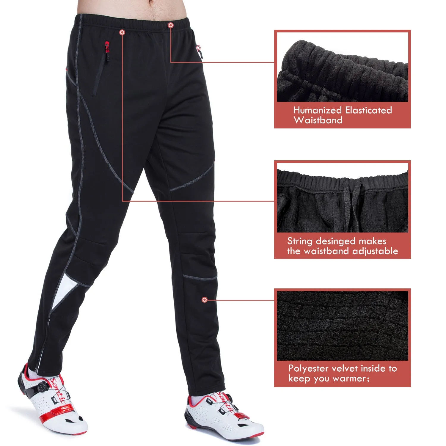 Santic First Black Men Cycling Pants