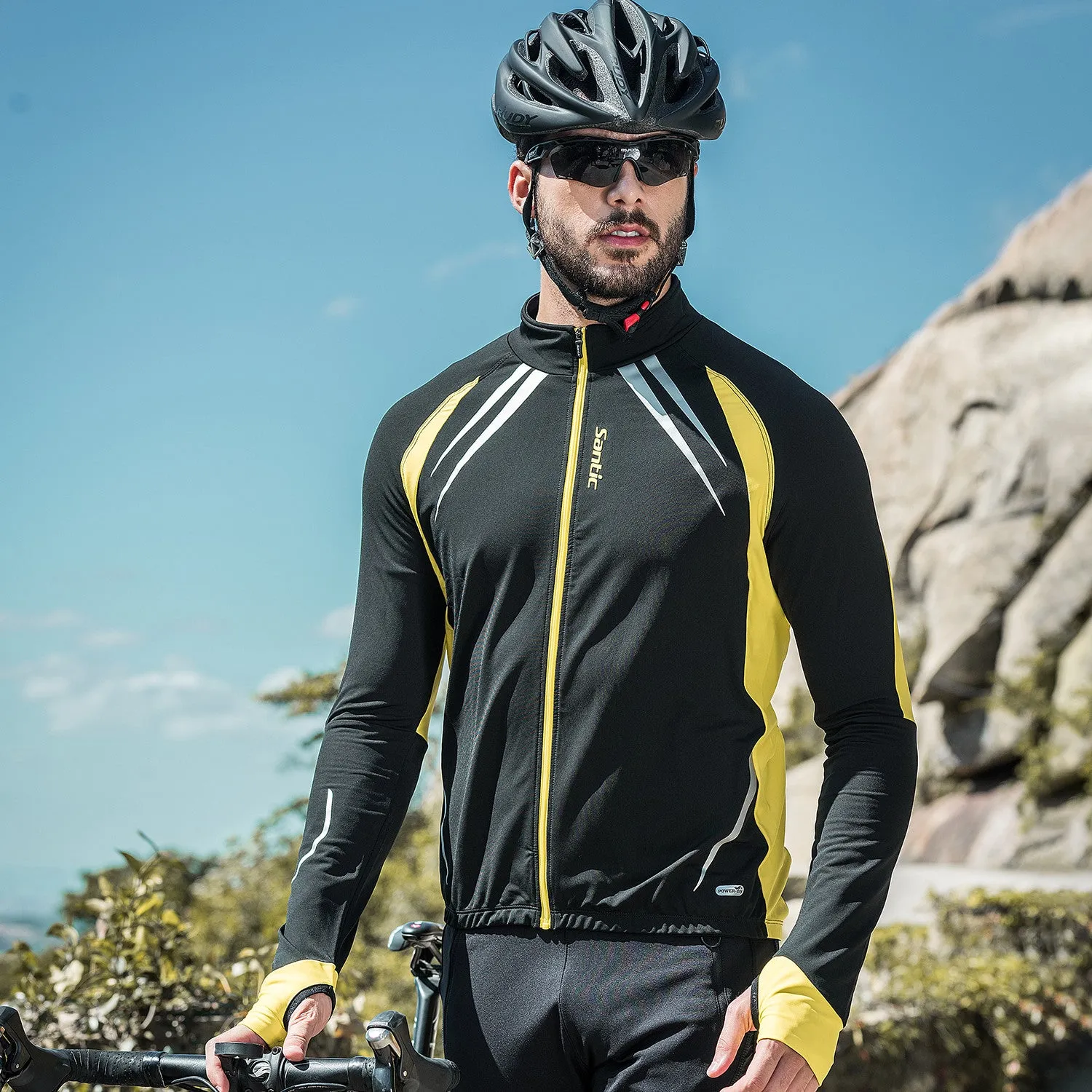 Santic Gabriel Yellow Men Cycling Jacket Long Sleeve